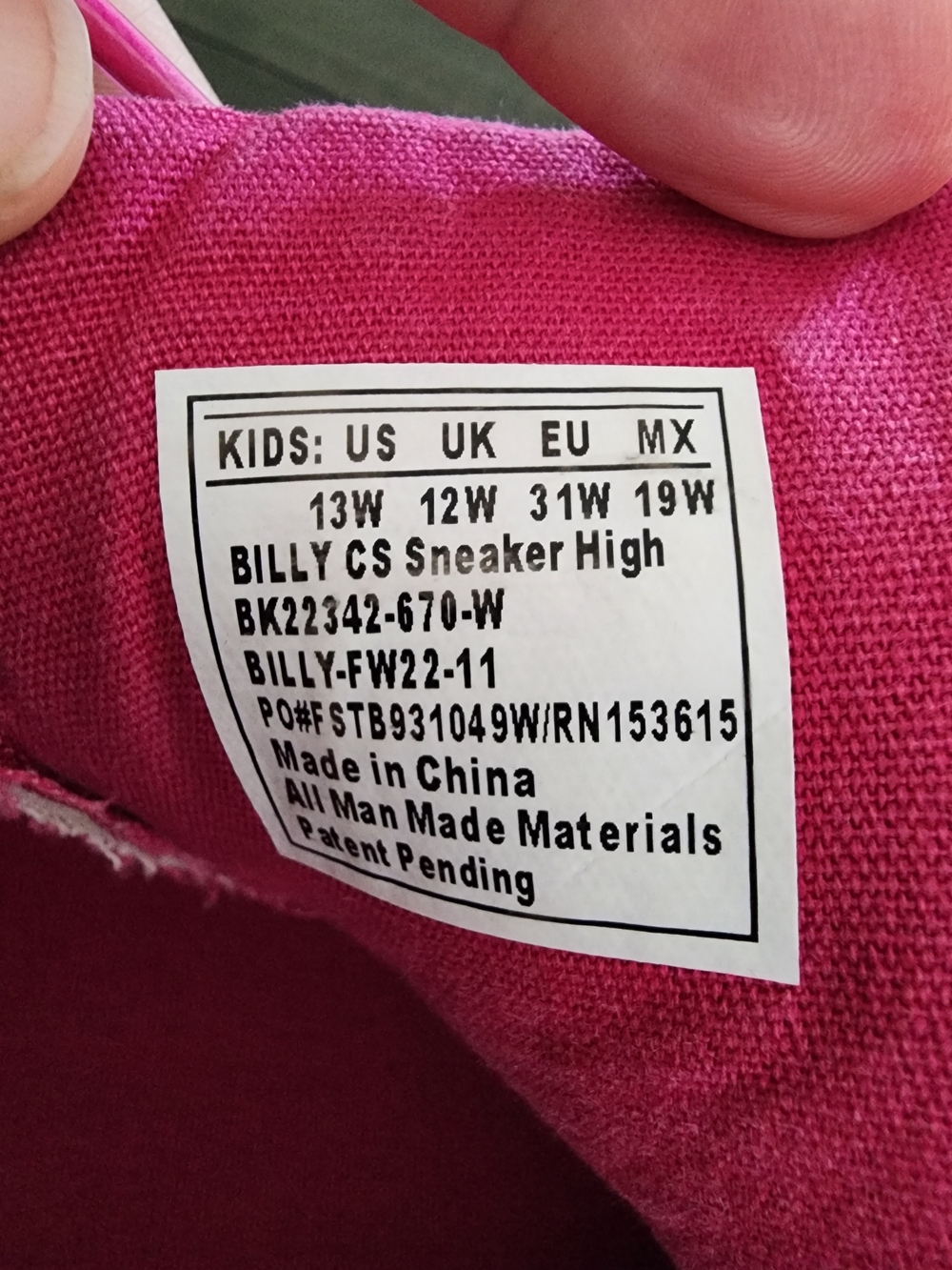Kids Bright Pink High-Top Sneakers - Picture 5 of 5